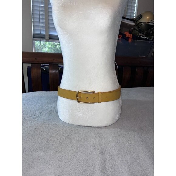 COLDWATER CREEK Women's Wide Gold Buckle Vivid Leather Belt Burnt Gold - Picture 3 of 11